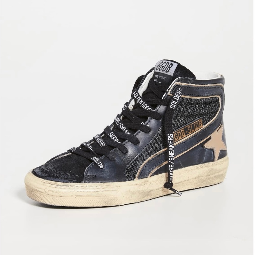 GOLDEN GOOSE SLIDE SNEAKER SIZE 37 in BLACK & GOLD